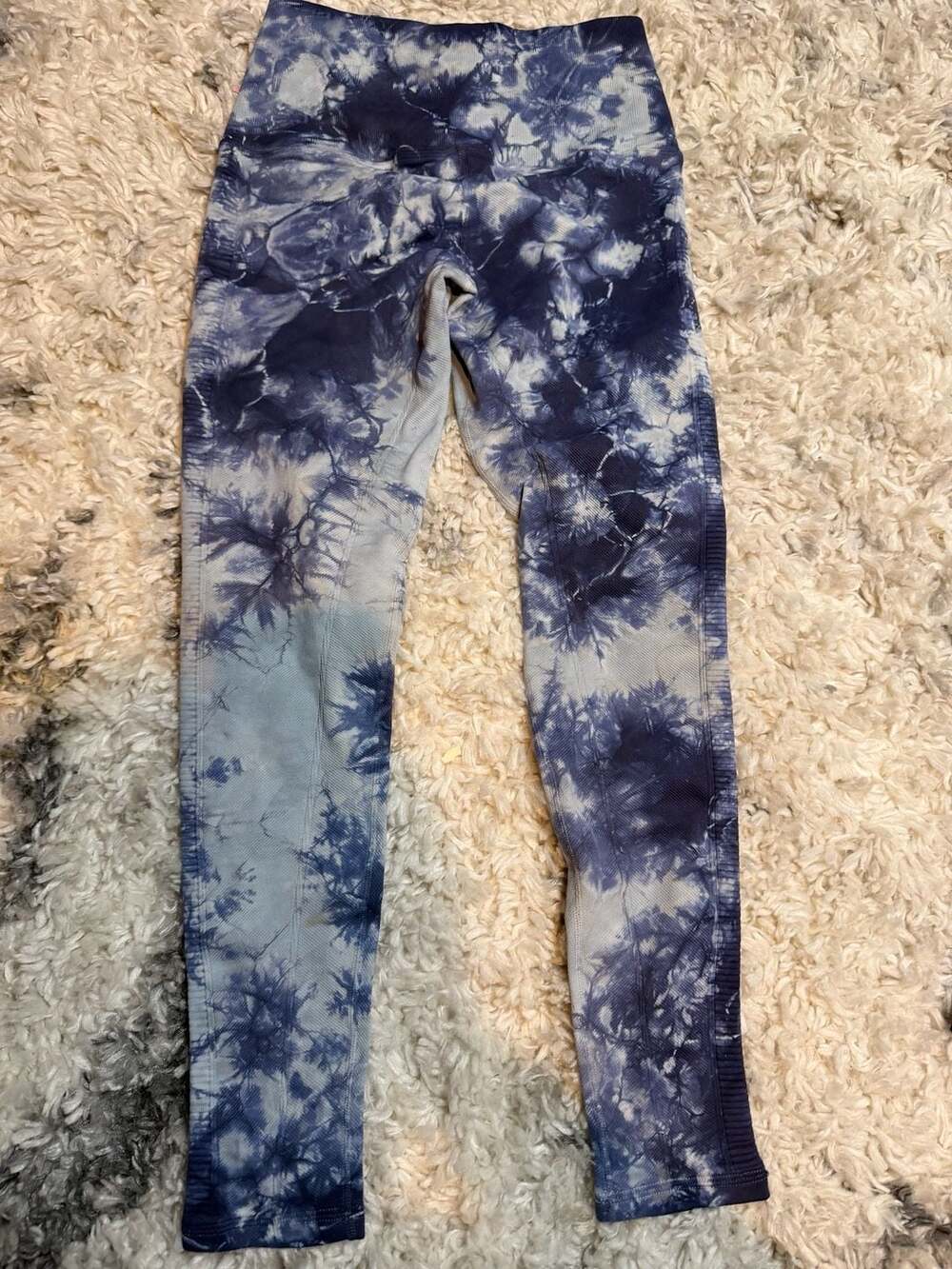 Avocado Blue Tie Dye High Waist Seamless Ribbed Yoga Leggings XS/S